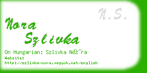 nora szlivka business card